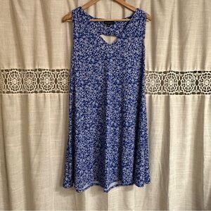 Fortune Ivy Blue V-Neck Sleeveless Mini Swingy Dress